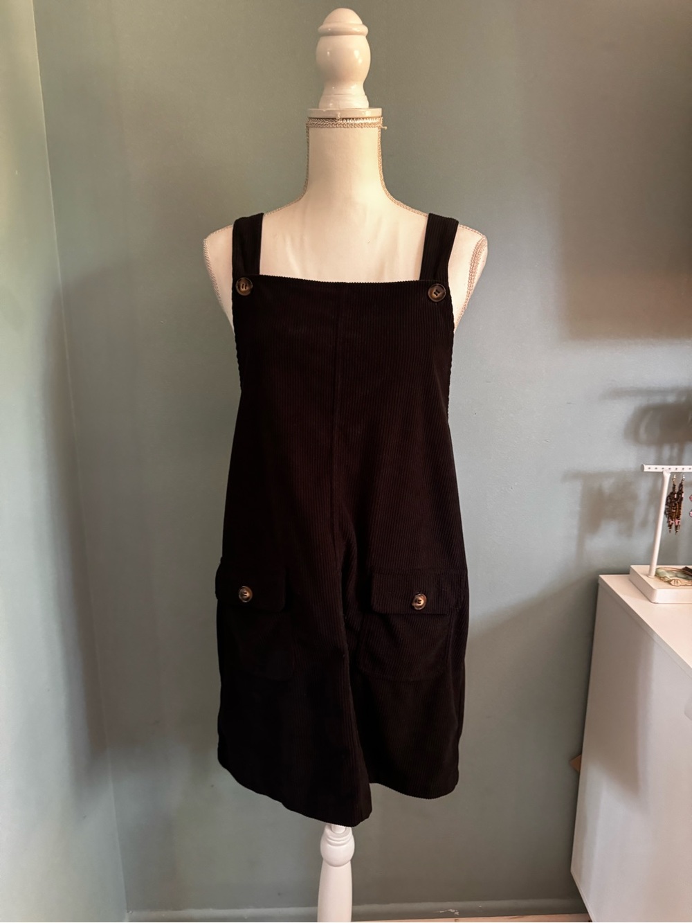 EUC Black Corduroy Pinafore Jumper Dress Small